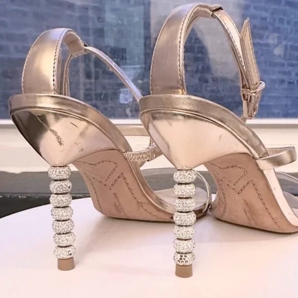 🌺SOPHIA WEBSTER🌺 Rosalind Metallic Crystal-Heel Sandals size 37 - Picture 13 of 17